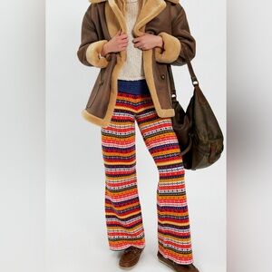 Free People Nova Knit Flare Multicolor Patterned Faire Aisle Flare Pants